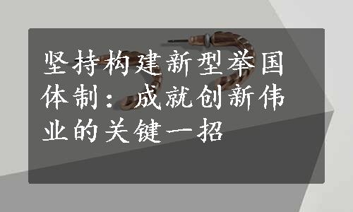 坚持构建新型举国体制：成就创新伟业的关键一招