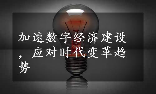 加速数字经济建设，应对时代变革趋势