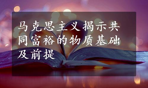 马克思主义揭示共同富裕的物质基础及前提