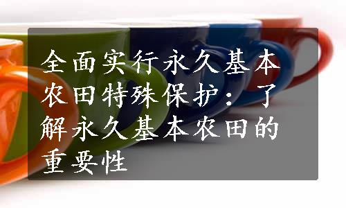 全面实行永久基本农田特殊保护：了解永久基本农田的重要性