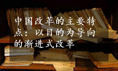 中国改革的主要特点：以目的为导向的渐进式改革