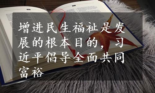 增进民生福祉是发展的根本目的，习近平倡导全面共同富裕