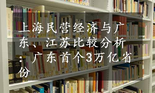 上海民营经济与广东、江苏比较分析：广东首个3万亿省份