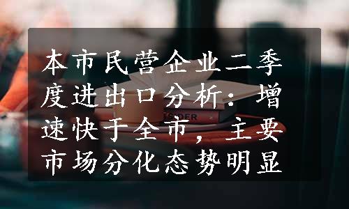 本市民营企业二季度进出口分析：增速快于全市，主要市场分化态势明显