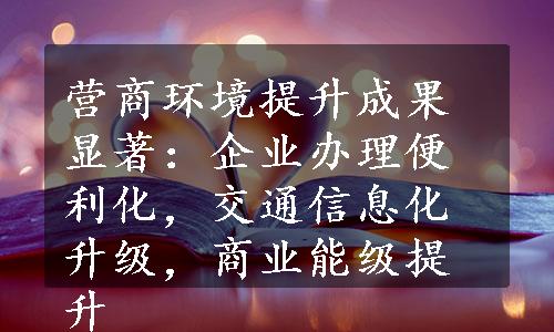 营商环境提升成果显著：企业办理便利化，交通信息化升级，商业能级提升