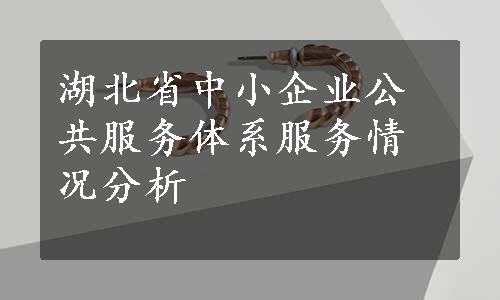 湖北省中小企业公共服务体系服务情况分析