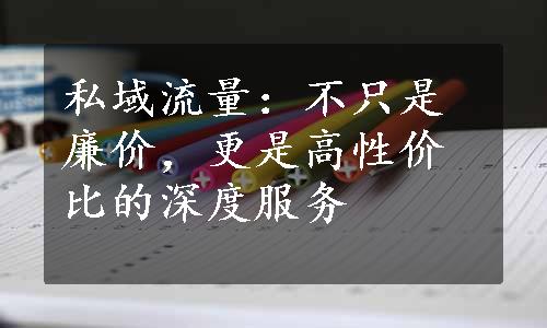 私域流量：不只是廉价，更是高性价比的深度服务