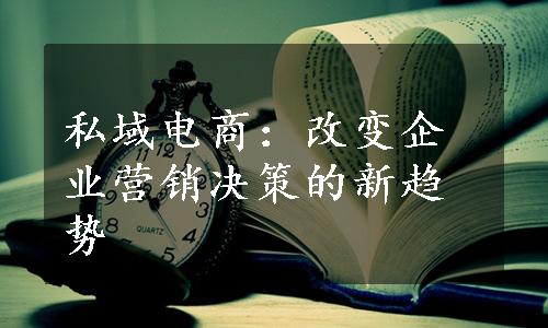 私域电商：改变企业营销决策的新趋势