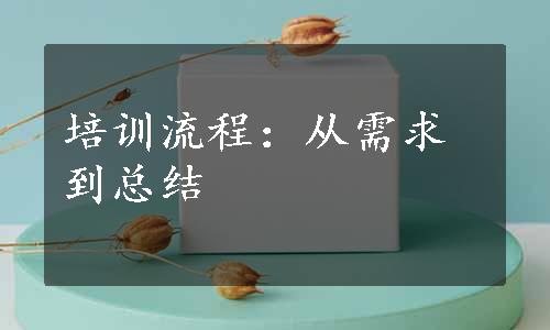 培训流程：从需求到总结