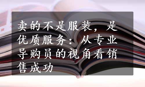 卖的不是服装，是优质服务：从专业导购员的视角看销售成功