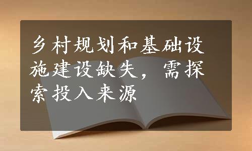 乡村规划和基础设施建设缺失，需探索投入来源