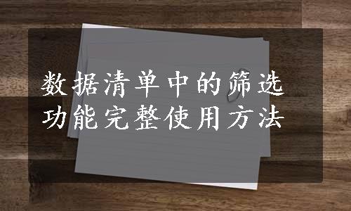 数据清单中的筛选功能完整使用方法