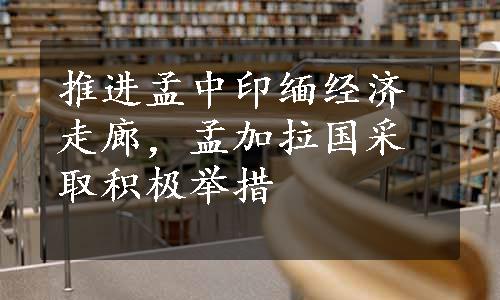 推进孟中印缅经济走廊，孟加拉国采取积极举措