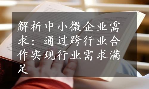 解析中小微企业需求：通过跨行业合作实现行业需求满足