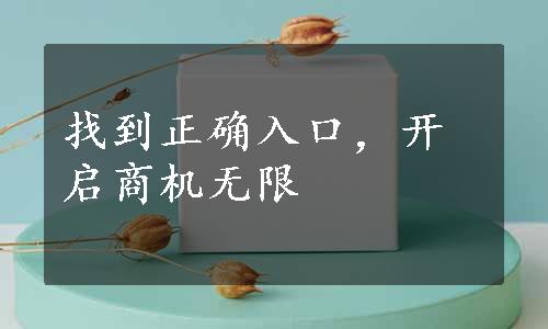 找到正确入口，开启商机无限