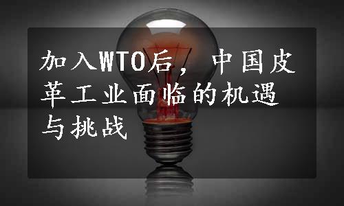 加入WTO后，中国皮革工业面临的机遇与挑战