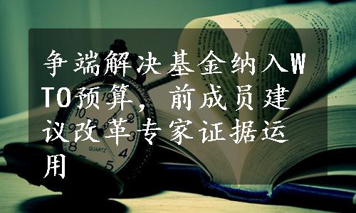 争端解决基金纳入WTO预算，前成员建议改革专家证据运用