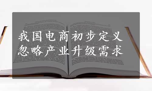 我国电商初步定义忽略产业升级需求