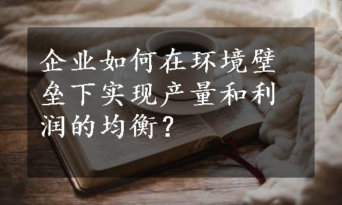 企业如何在环境壁垒下实现产量和利润的均衡？