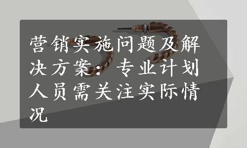 营销实施问题及解决方案：专业计划人员需关注实际情况