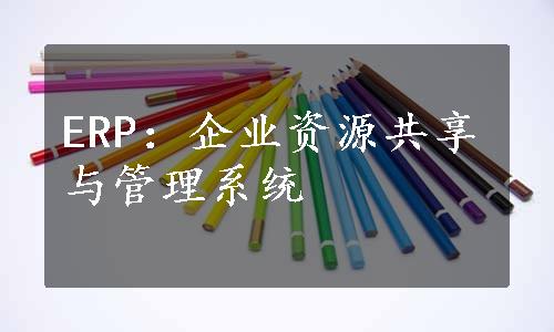 ERP：企业资源共享与管理系统