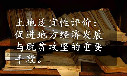 土地适宜性评价：促进地方经济发展与脱贫攻坚的重要手段。