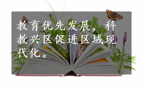 教育优先发展，科教兴区促进区域现代化。