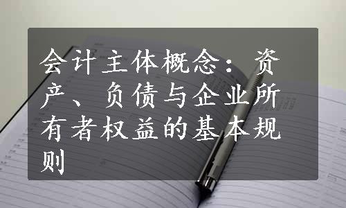 会计主体概念：资产、负债与企业所有者权益的基本规则