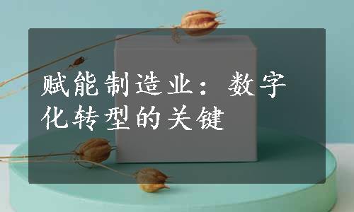 赋能制造业：数字化转型的关键