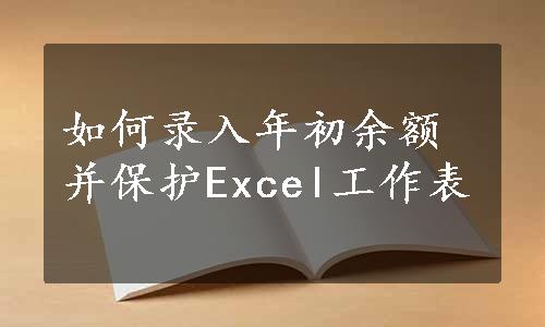 如何录入年初余额并保护Excel工作表