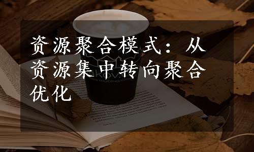 资源聚合模式：从资源集中转向聚合优化