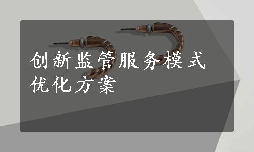 创新监管服务模式优化方案