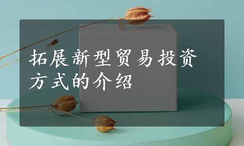 拓展新型贸易投资方式的介绍