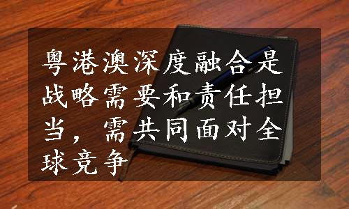 粤港澳深度融合是战略需要和责任担当，需共同面对全球竞争