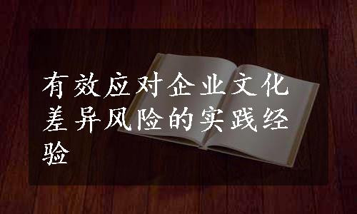 有效应对企业文化差异风险的实践经验