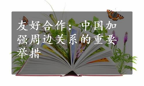 友好合作：中国加强周边关系的重要举措