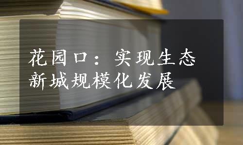 花园口：实现生态新城规模化发展