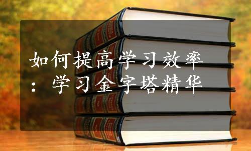 如何提高学习效率：学习金字塔精华