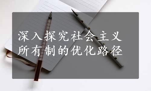 深入探究社会主义所有制的优化路径