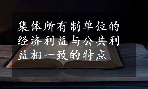 集体所有制单位的经济利益与公共利益相一致的特点