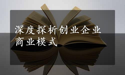 深度探析创业企业商业模式