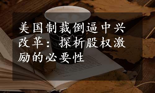 美国制裁倒逼中兴改革：探析股权激励的必要性