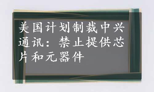 美国计划制裁中兴通讯：禁止提供芯片和元器件