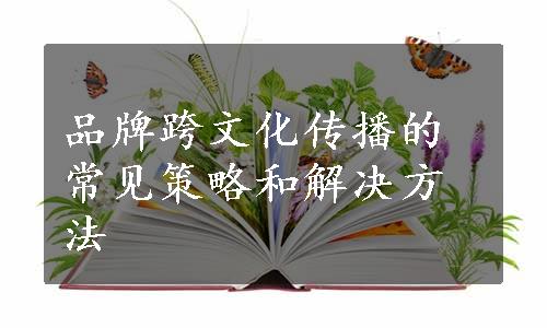 品牌跨文化传播的常见策略和解决方法