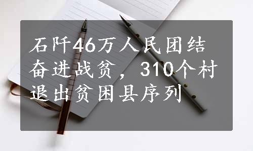 石阡46万人民团结奋进战贫，310个村退出贫困县序列