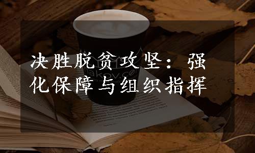 决胜脱贫攻坚：强化保障与组织指挥