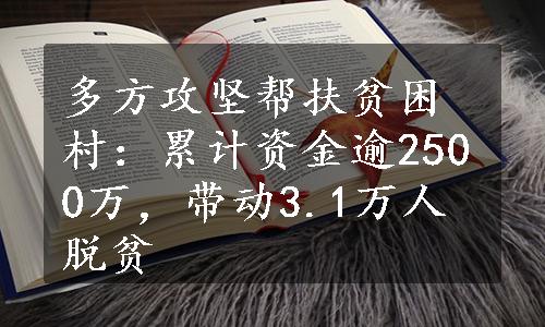 多方攻坚帮扶贫困村：累计资金逾2500万，带动3.1万人脱贫