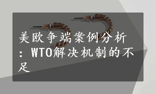 美欧争端案例分析：WTO解决机制的不足