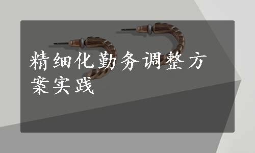 精细化勤务调整方案实践