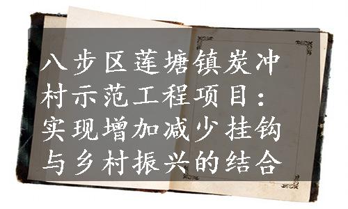 八步区莲塘镇炭冲村示范工程项目：实现增加减少挂钩与乡村振兴的结合